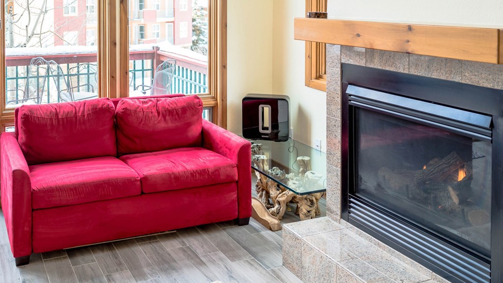 Loveseat and Fireplace